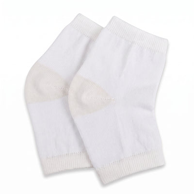 Pair of white gel heel cushion sleeve socks