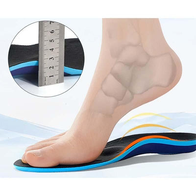 Insole thickness measured with a ruler under the arch