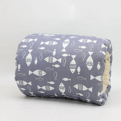 Gray fish print nursing arm pillow front view