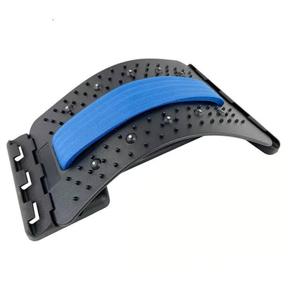 Blue lumbar back stretcher with acupressure massage points