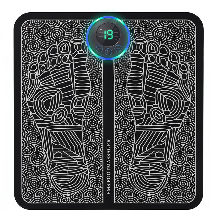 EMS foot massage mat flat on white background with LED display