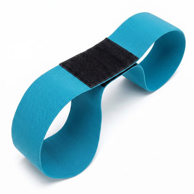 Teal elastic golf swing training arm band on white background