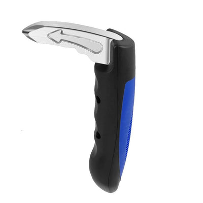 Blue car door support handle on white background