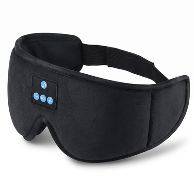 Black Bluetooth sleep mask with 3D contoured eye cups
