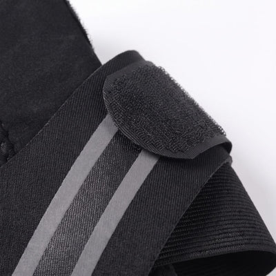 Close-up of velcro strap and gray reinforcement pattern on ankle brace