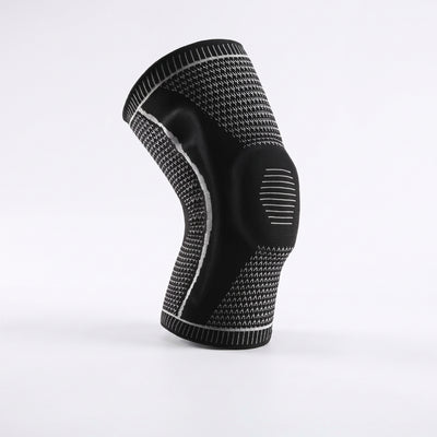 Black knitted knee compression sleeve side view