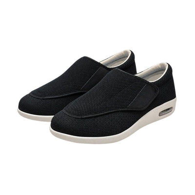 Black wide-fit wide-fit shoes pair on white background