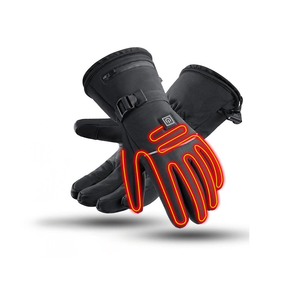 Heated gloves showing internal heating zones on fingers and palm
