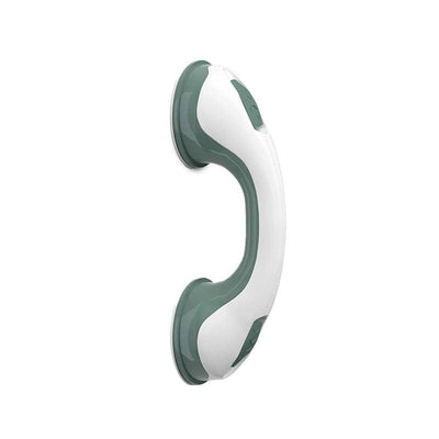 Bathroom grab bar with suction cups on white background