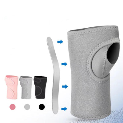 Wrist brace in three colors with internal metal splint detail