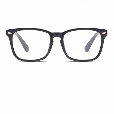 Blue light glasses front view, clear lenses with anti-reflective coating