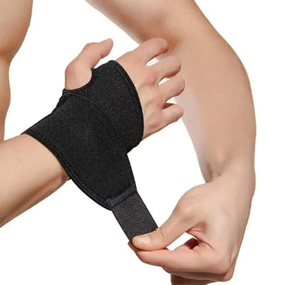 Wrist wrap secured around forearm with Velcro closure