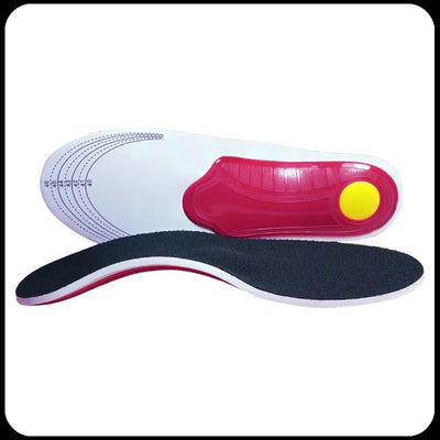 Pronation insole top and bottom views showing arch support structure
