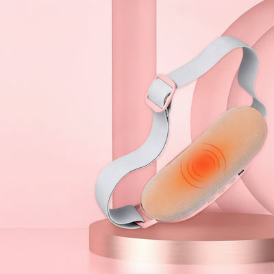 Pink heating pad on decorative stand showing heat animation