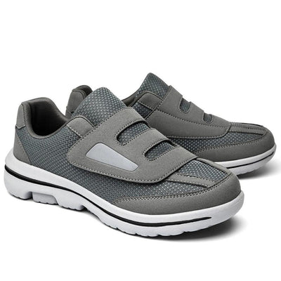 Gray wide-fit wide-fit shoes pair on white background