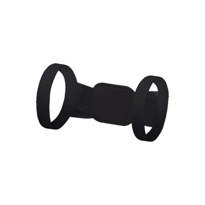 Black low-profile posture brace flat lay