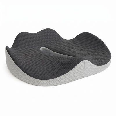 Gray memory foam seat cushion with coccyx cutout