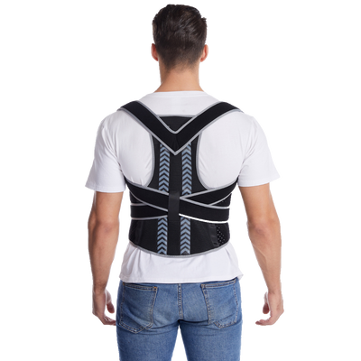 Close-up of crossed shoulder straps and back buckle
