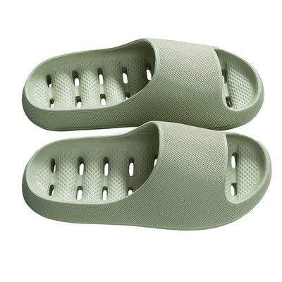 Sage green quick-dry slide sandals with textured footbed