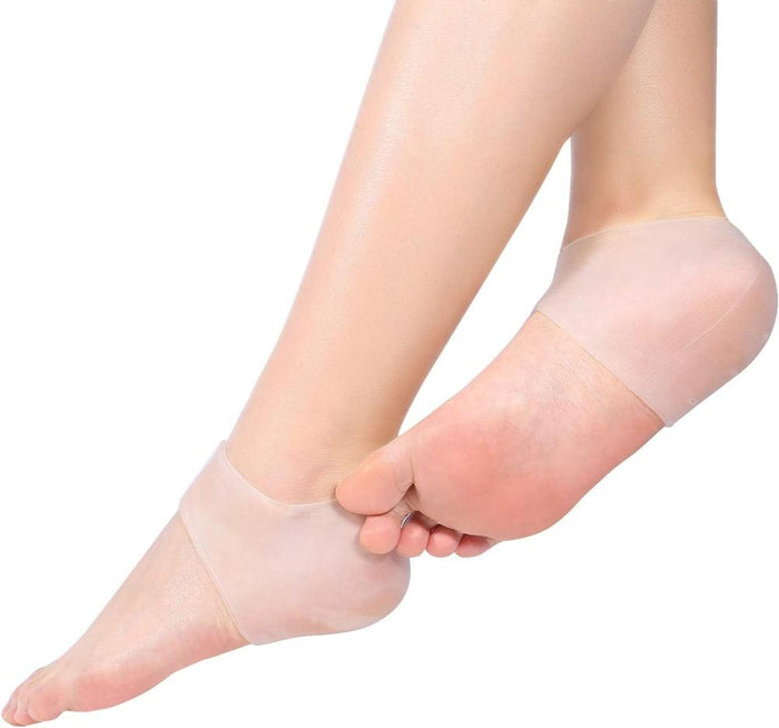 Silicone heel sleeve worn on foot and ankle