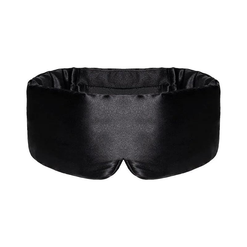 Black mulberry silk sleep mask on white background