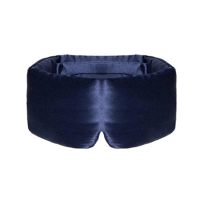Navy mulberry silk sleep mask on white background
