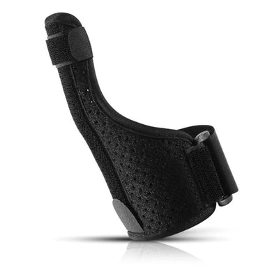 Side view of perforated thumb splint construction