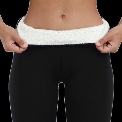 Black thermal leggings fleece waistband lining detail