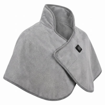 Grey fleece heated neck and shoulder wrap front view