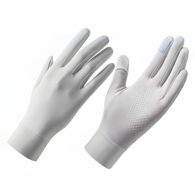 White UV protection gloves, front and back view