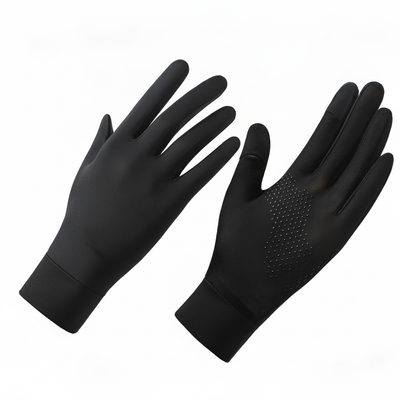 Black touchscreen-compatible sun protection gloves