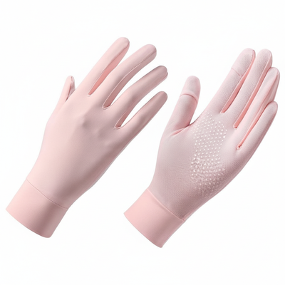 Pink lightweight UV gloves with grip palm